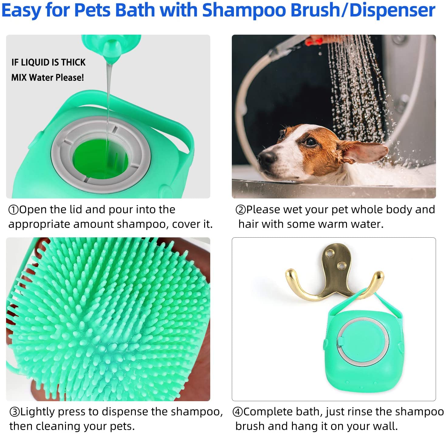 Les Visionnaires Pet Accessories Pet Dog Shampoo Massager Brush Cat Massage Comb Grooming Scrubber Shower Brush For Bathing Short Hair Soft Silicone Brushes