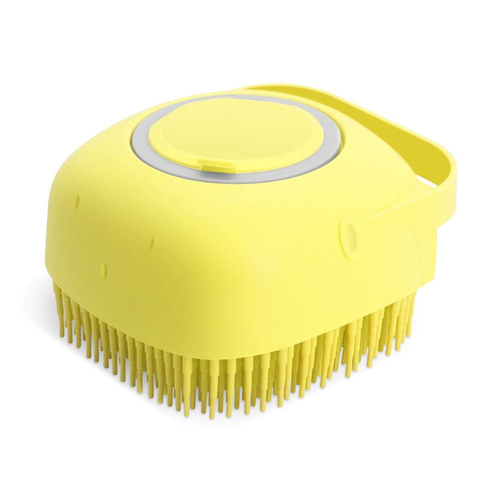 Les Visionnaires Pet Accessories Yellow Pet Dog Shampoo Massager Brush Cat Massage Comb Grooming Scrubber Shower Brush For Bathing Short Hair Soft Silicone Brushes