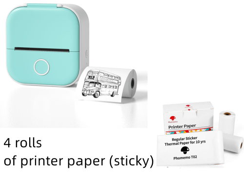 Les Visionnaires Printer All green set / USB Portable Mini Thermal Label Printer Home Photo Printer Student Wrong Question Printer Bluetooth Mini Label Printer Price Tag