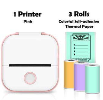 Les Visionnaires Printer Pink and Style C / USB Portable Mini Thermal Label Printer Home Photo Printer Student Wrong Question Printer Bluetooth Mini Label Printer Price Tag