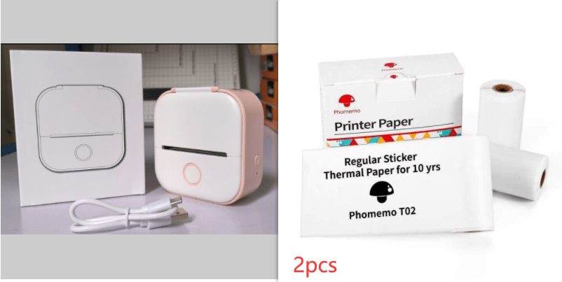 Les Visionnaires Printer Pink set5 / USB Portable Mini Thermal Label Printer Home Photo Printer Student Wrong Question Printer Bluetooth Mini Label Printer Price Tag