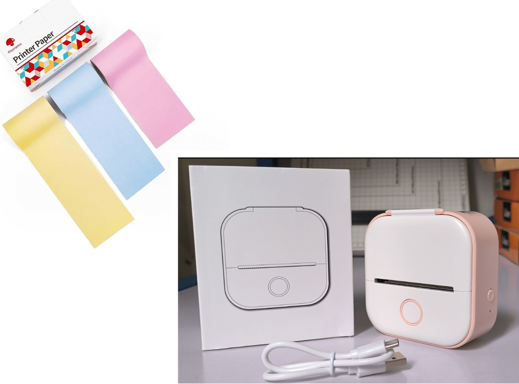 Les Visionnaires Printer Pink setB / USB Portable Mini Thermal Label Printer Home Photo Printer Student Wrong Question Printer Bluetooth Mini Label Printer Price Tag