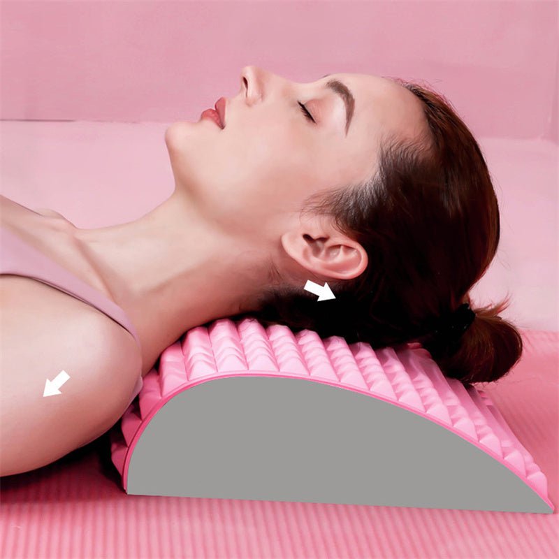 Les Visionnaires Woman fashion and Outdoor Back Stretcher Pillow Neck Lumbar Support Massager For Neck Waist Back Sciatica Herniated Disc Pain Relief Massage Relaxation