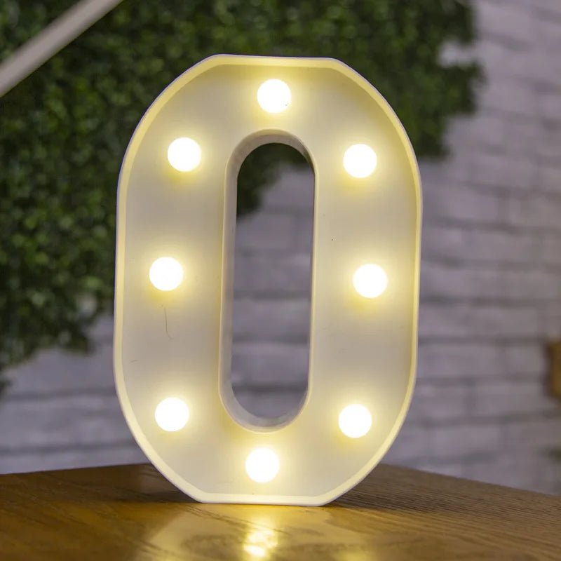 Storazone 0 / 22cm Luxury Alphabet Letter LED Lights Luminous Number Lamp  Battery Night Light for Home Wedding Birthday Christmas Party Decoration