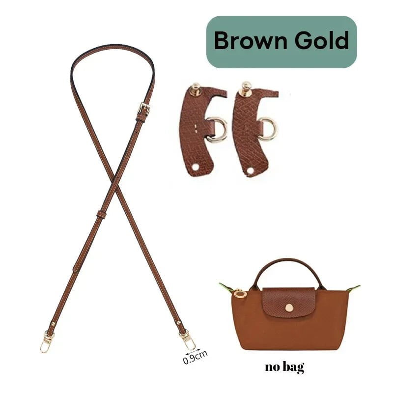 Storazone 0.9F Brown gold Bags Strap For Mini Longchamp Bag Shoulder Strap Dumpling Crossbody Perforated Conversion Accessories For Punch-free Bag Stra