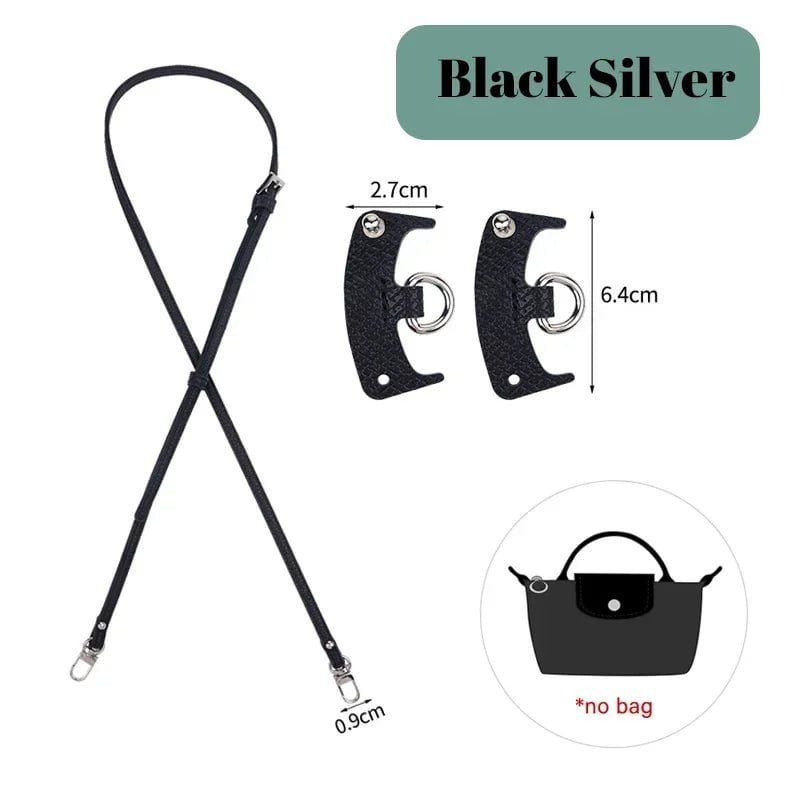 Storazone 0.9M Black Bags Strap For Mini Longchamp Bag Shoulder Strap Dumpling Crossbody Perforated Conversion Accessories For Punch-free Bag Stra
