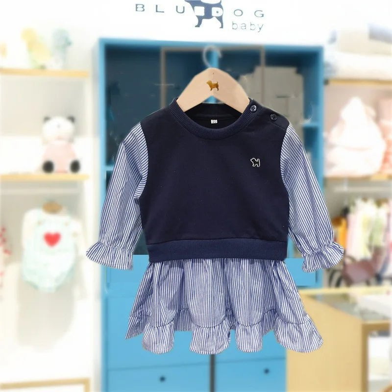 Storazone 02 / 7-8T 2024 Autumn Korean Style Brother And Sister Children's Fashion Suit Kids Matching Outfit Girls Shirt Dress and Boys Clothes Set