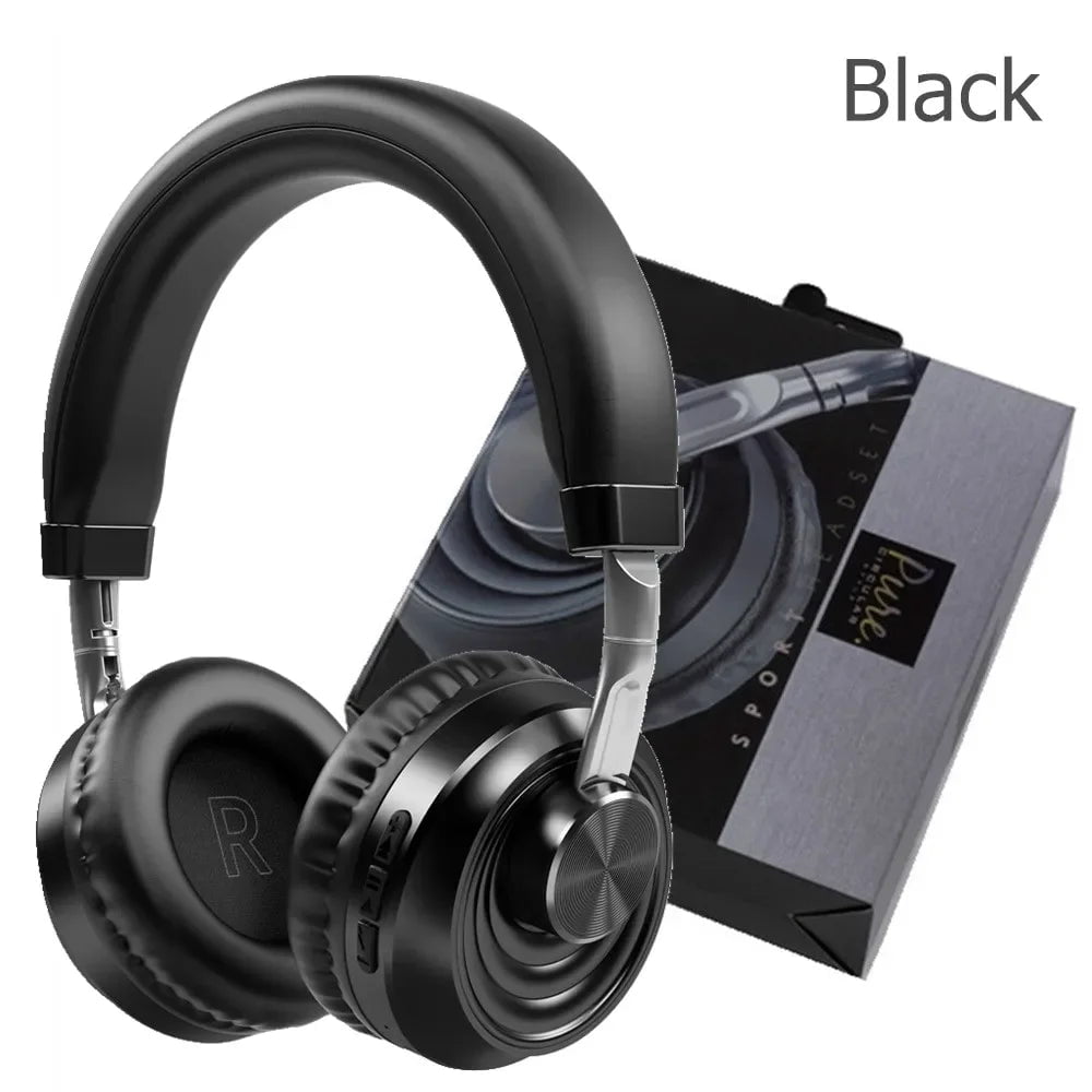 Storazone 083 Black / CHINA 12 Hours Play Wireless Headphones Bluetooth 5.0 Headset Over Ear Sports Running Earphone with Mic Support SD Player for Music TV