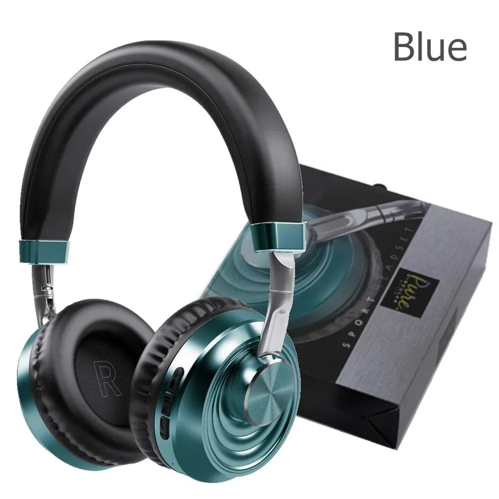 Storazone 083 Blue / CHINA 12 Hours Play Wireless Headphones Bluetooth 5.0 Headset Over Ear Sports Running Earphone with Mic Support SD Player for Music TV