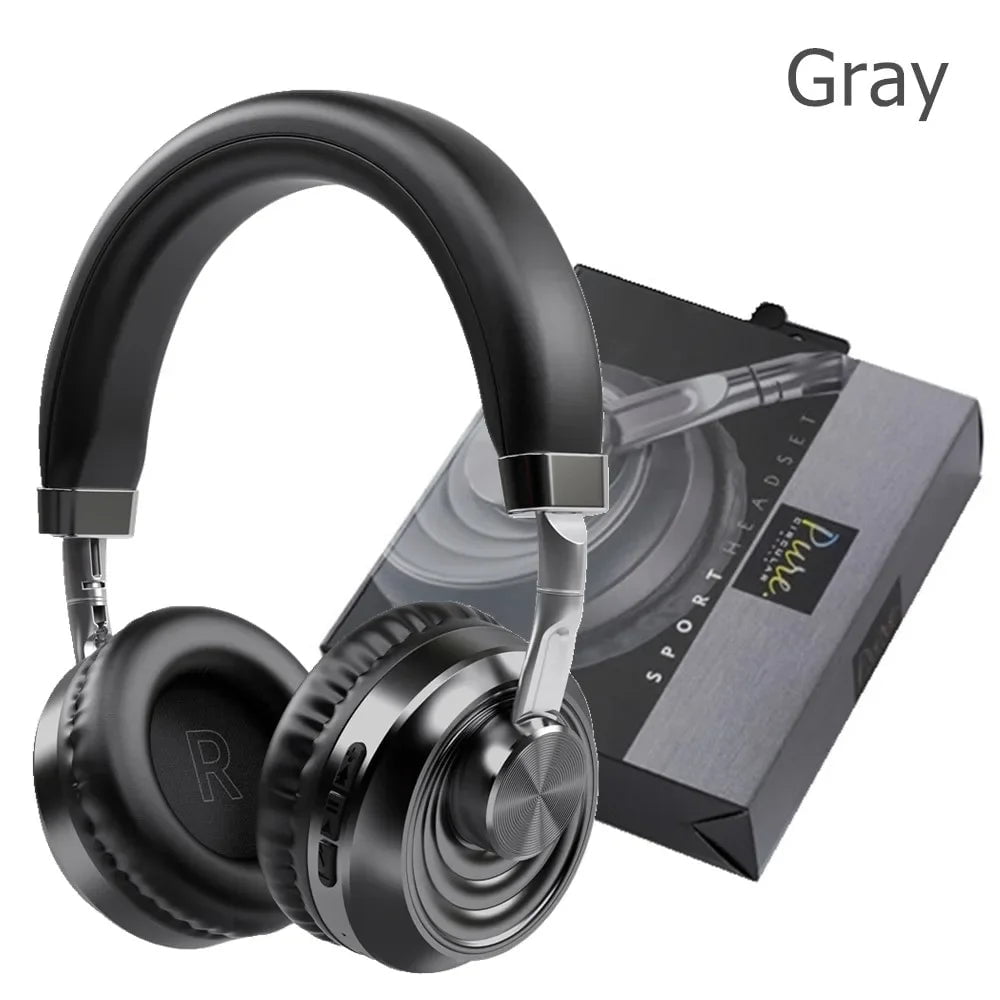 Storazone 083 Gray / CHINA 12 Hours Play Wireless Headphones Bluetooth 5.0 Headset Over Ear Sports Running Earphone with Mic Support SD Player for Music TV