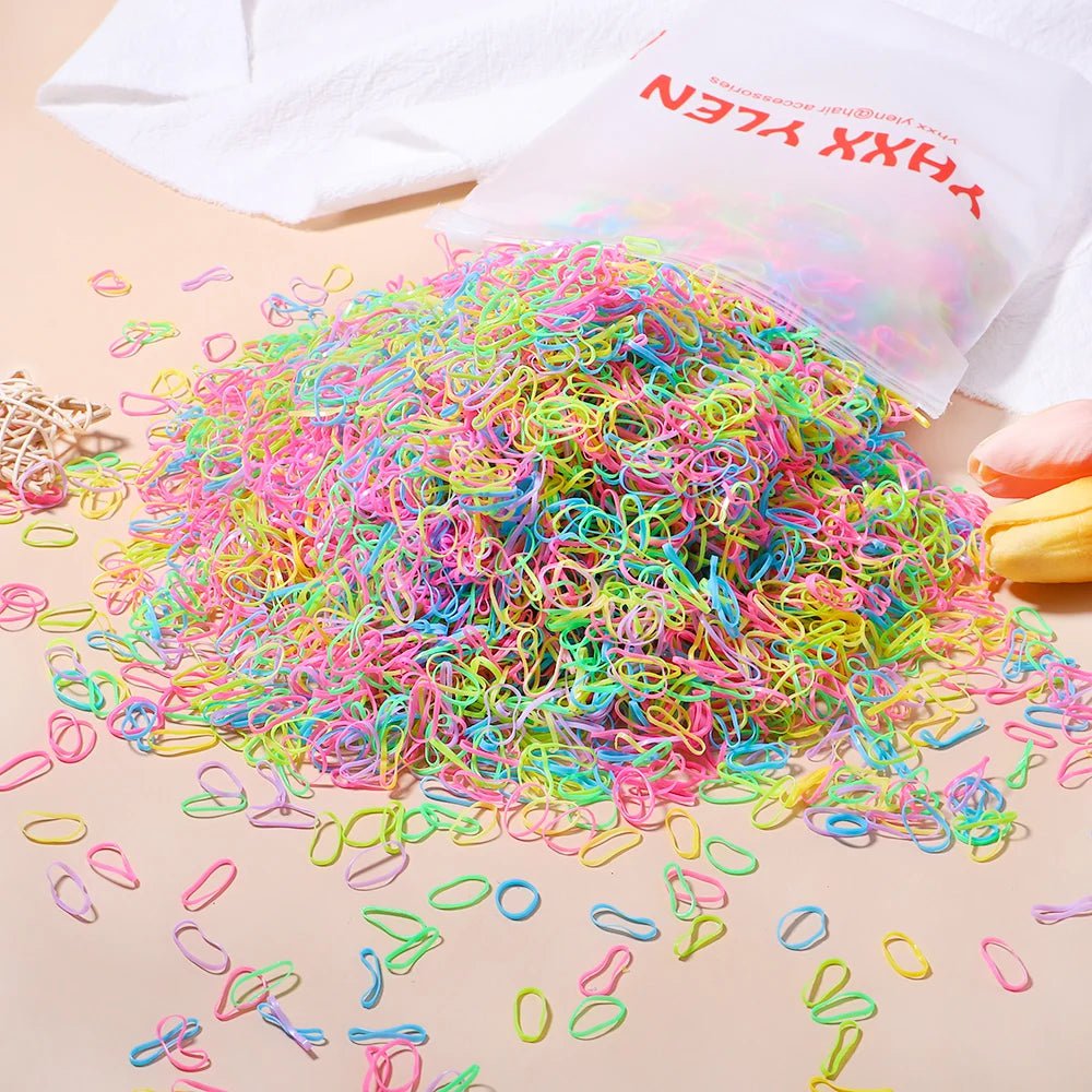 Storazone 1 / 1000pcs 500/1000/2000pcs Girls Colourful Disposable Rubber Band Hair Ties Headband Children Ponytail Holder Bands Kids Hair Accessories