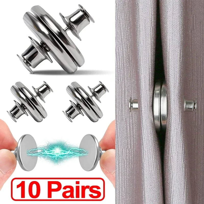 Storazone 1/10Pairs Metal Magnetic Curtain Button Holder Detachable Window Screen Close Magnet Buckle Lightproof Room Curtain Closure Clip