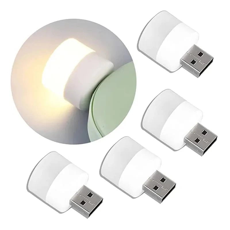 Storazone 1-10Pcs Mini USB Night Light Warm White Eye Protection Book Reading Light USB Plug Computer Mobile Power Charging LED Night Lamp