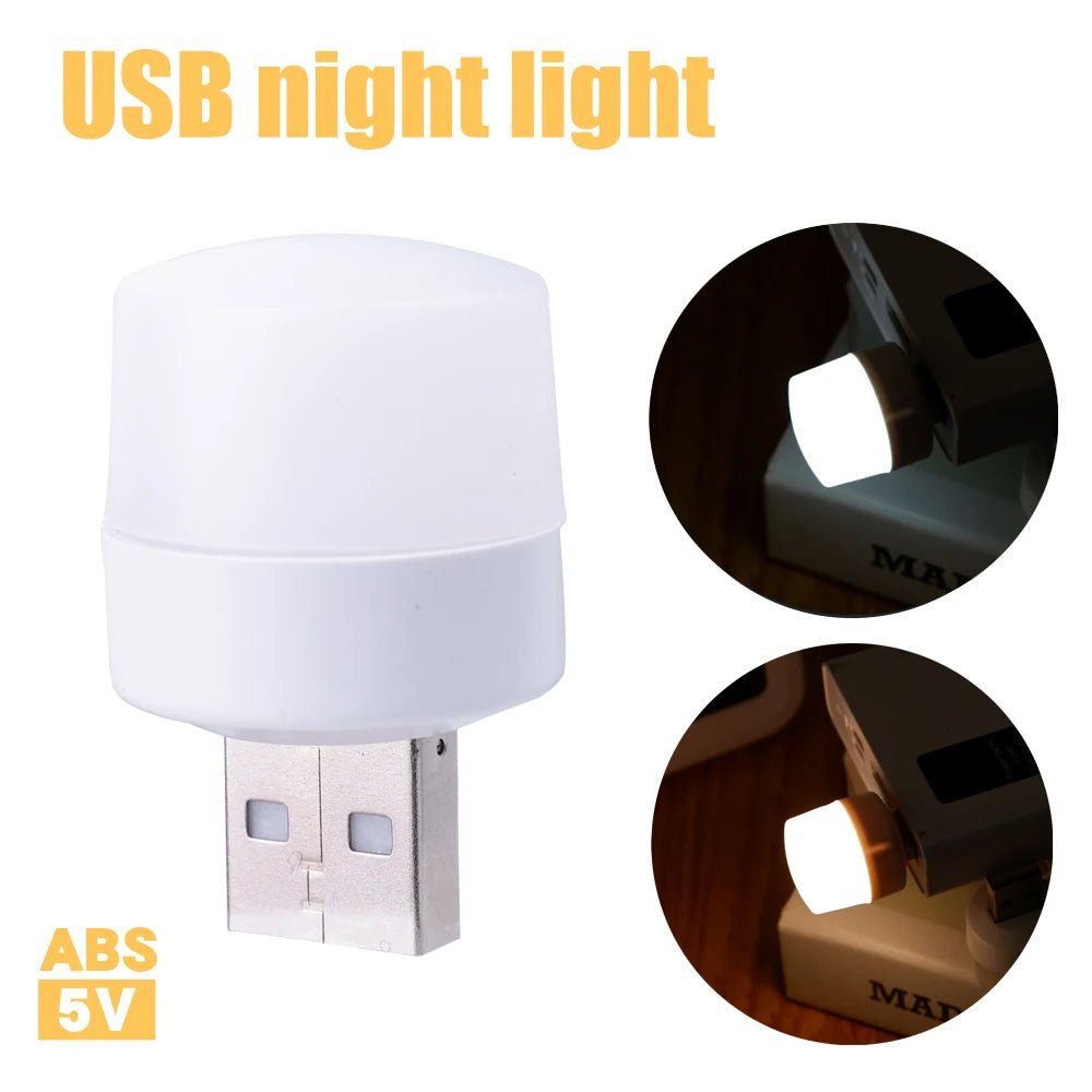 Storazone 1-10Pcs Mini USB Night Light Warm White Eye Protection Book Reading Light USB Plug Computer Mobile Power Charging LED Night Lamp