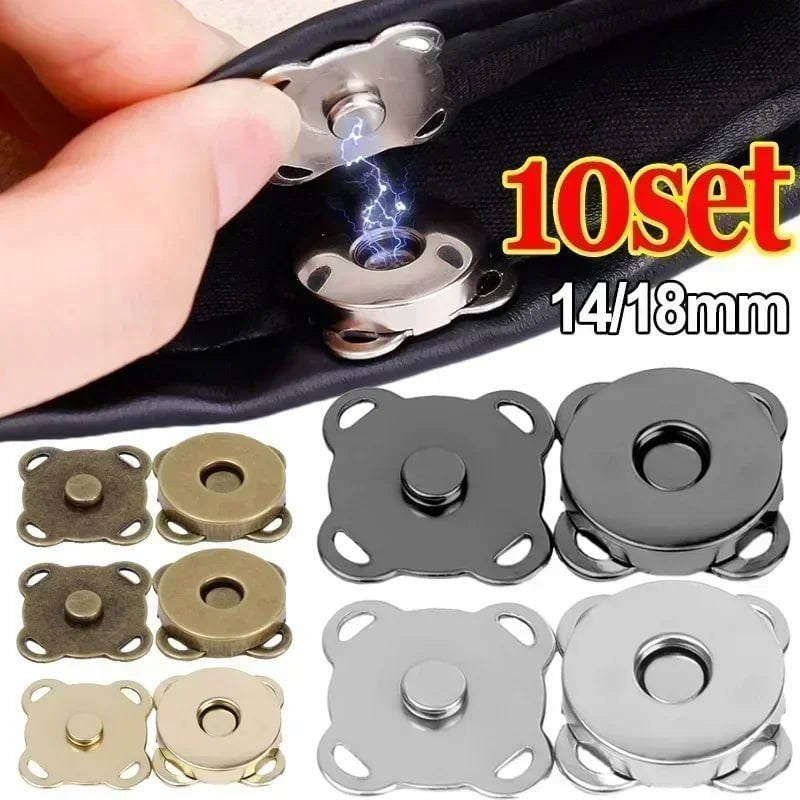 Storazone 1/10Sets Magnetic Snap Fasteners Clasps Buttons Handbag Purse Wallet Craft Bags Parts Mini Adsorption Buckle 14/18mm Wholesale