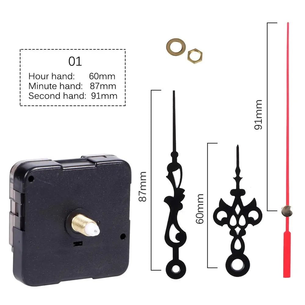 Storazone 1-12mm Clock Mechanism Silent Quartz Movement Machine Wall Hands Pointer Set Clockwork Table Long Shaft DIY Watches Repair Parts