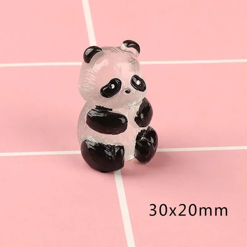 Storazone 1 1Pcs/Set Glowing Panda Mini Figurines Miniature Panda Micro Landscape Ornament Glowing In Dark Miniature Flower Potted Decor