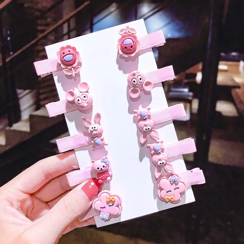 Storazone 1-28 10PCS/Set New Girls Cute Cartoon Ice Cream Unicorn Hair Clips Kids Lovely Hairpins Headband Barrettes Fashion Hair Accessories