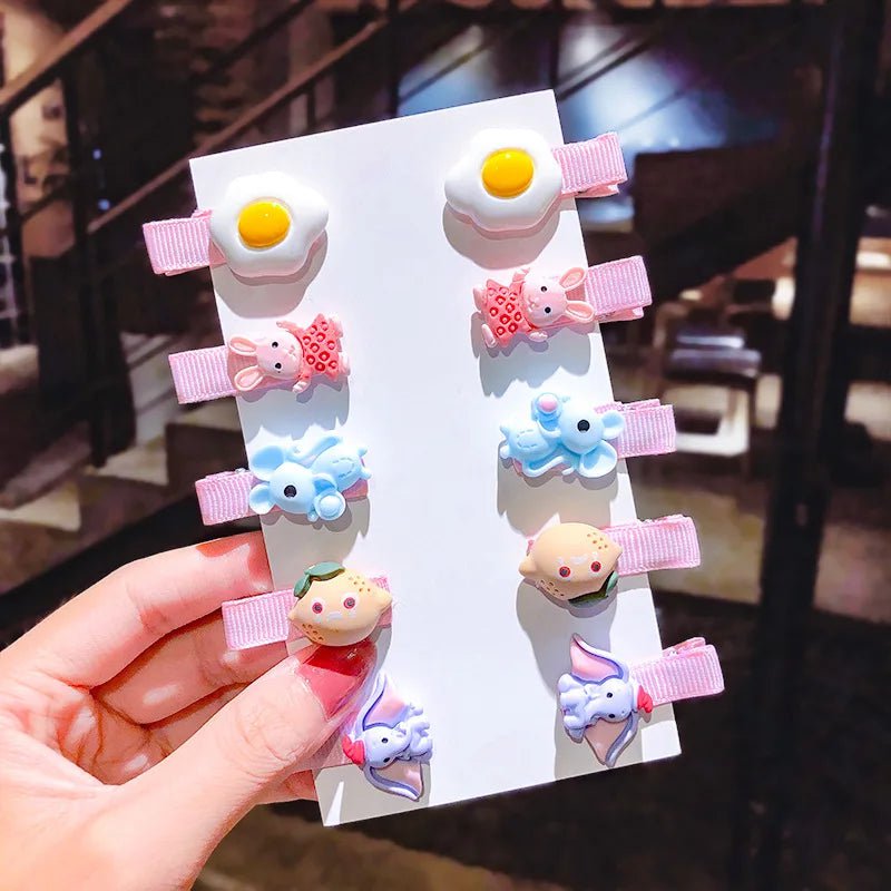 Storazone 1-31 10PCS/Set New Girls Cute Cartoon Ice Cream Unicorn Hair Clips Kids Lovely Hairpins Headband Barrettes Fashion Hair Accessories