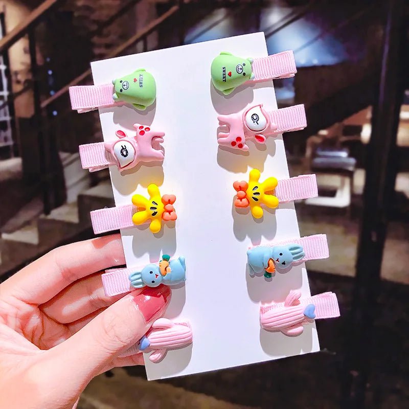 Storazone 1-35 10PCS/Set New Girls Cute Cartoon Ice Cream Unicorn Hair Clips Kids Lovely Hairpins Headband Barrettes Fashion Hair Accessories