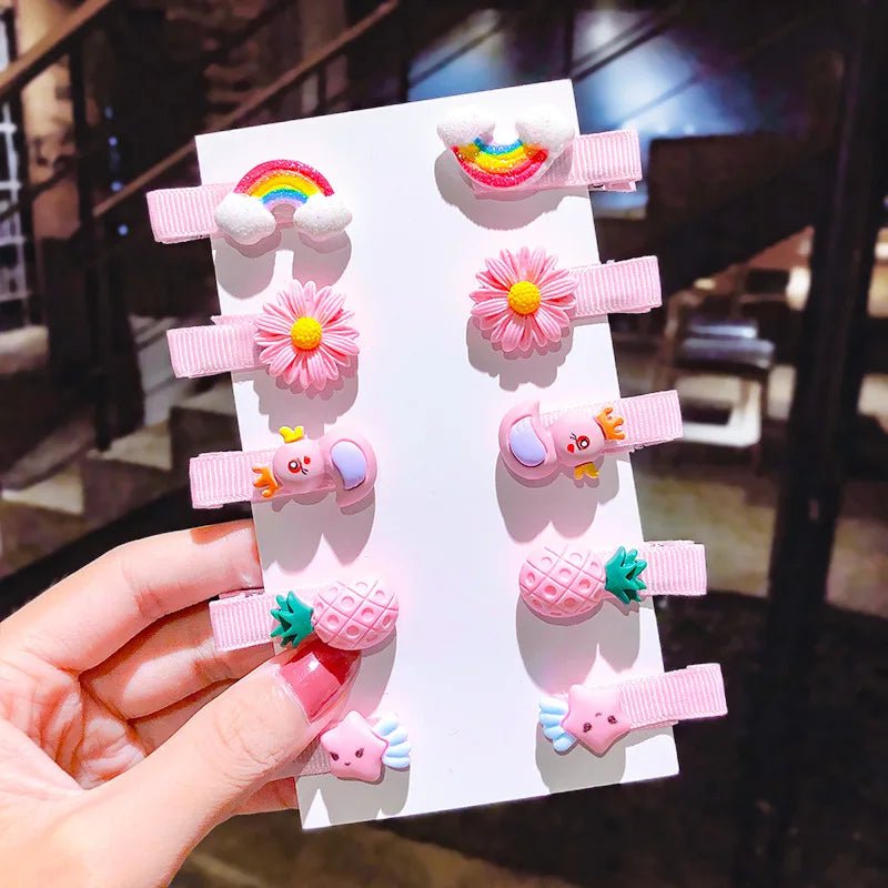 Storazone 1-36 10PCS/Set New Girls Cute Cartoon Ice Cream Unicorn Hair Clips Kids Lovely Hairpins Headband Barrettes Fashion Hair Accessories