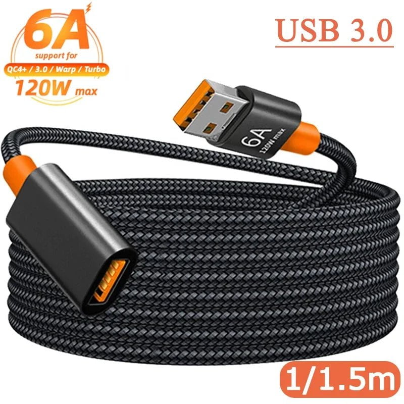 Storazone 1.5/1m 6A USB 3.0 Extension Cable Female To Male Extender Cord High Speed Transmission Data Cable  For Camera TV Printer