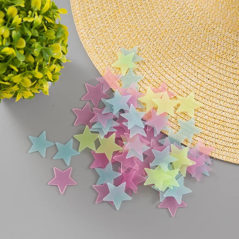 Storazone 1 50pcs 3D Stars Glow In The Dark Wall Stickers Luminous Fluorescent Wall Stickers For Kids Baby Room Bedroom Ceiling Home Decor