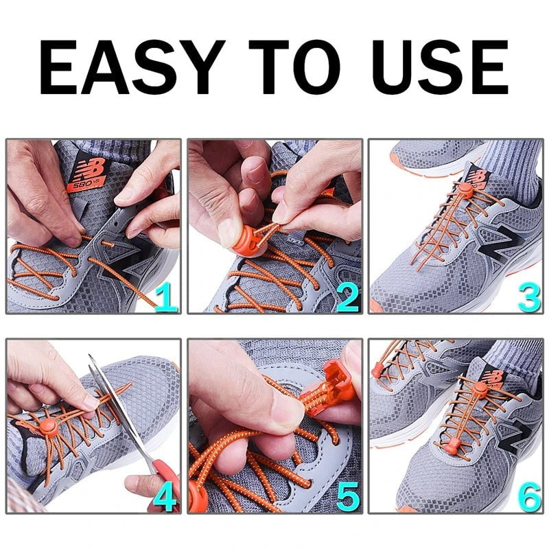 Storazone 1 Pair 22 Colors Elastic Shoelaces Round Locking No Tie Shoe Laces Kids Adult Quick Lazy Laces Rubber Sneakers Shoelace T1