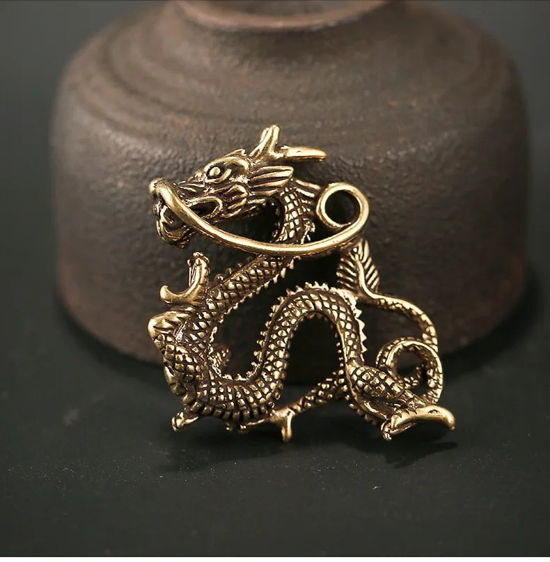 Storazone 1 Piece Animal Feng Shui Vintage Decoration Brass Dragon Statue Wealth Prosperity Chinese Style Pendant