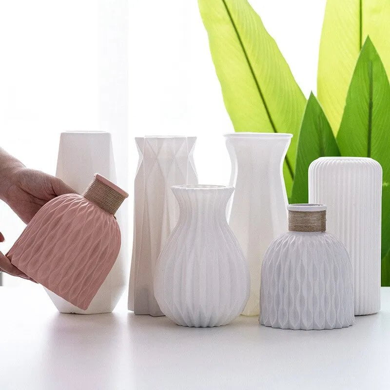 Storazone 1 Piece Nordic Modern Plastic Flower Vase Flower Pot Basket Home Living Room Payty Wedding Decoration Ornament