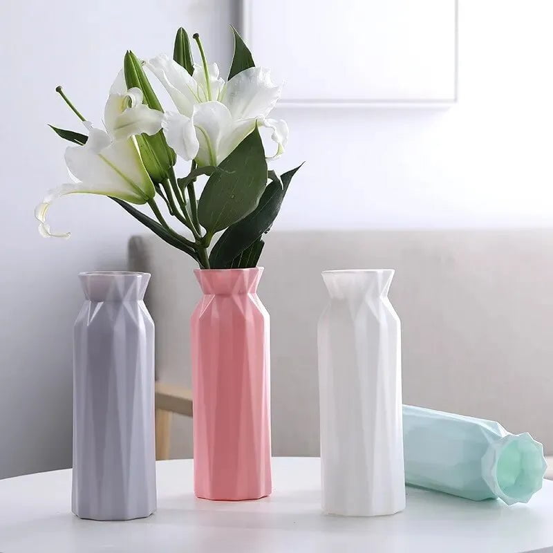 Storazone 1 Piece Nordic Modern Plastic Flower Vase Flower Pot Basket Home Living Room Payty Wedding Decoration Ornament