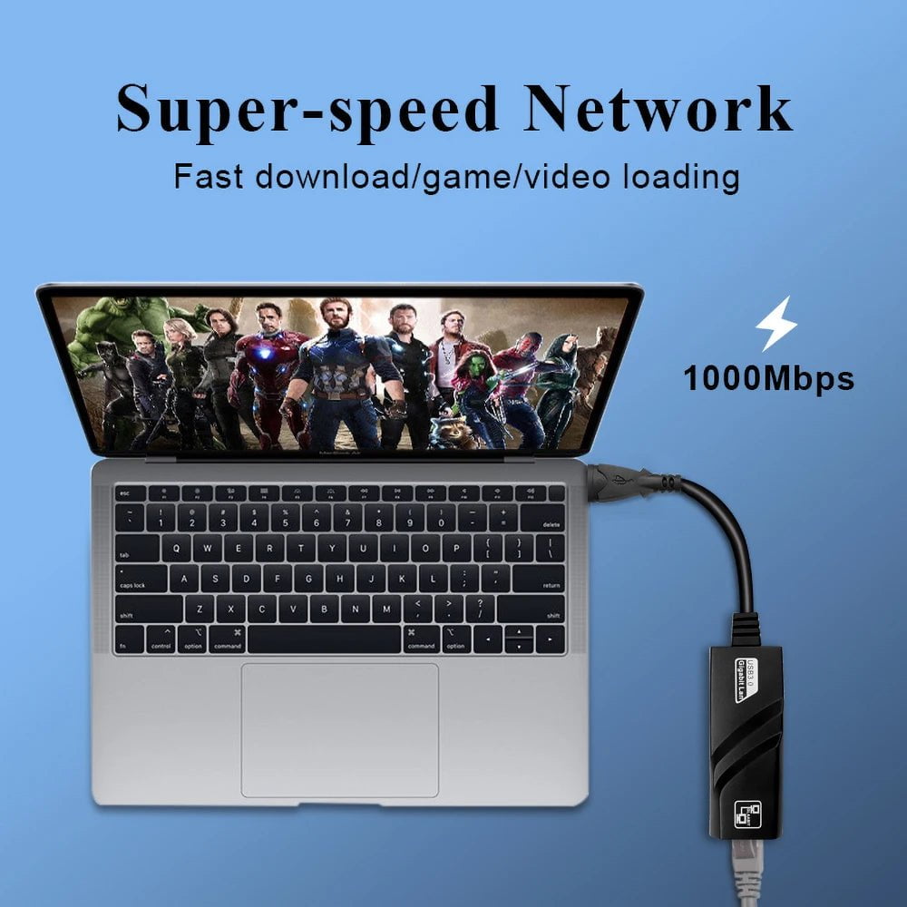 Storazone 10/100/1000Mbps Wired USB 3.0 TypeC USB To Rj45 Lan Ethernet Adapter RTL8153 Network Card for PC Macbook Windows Laptop
