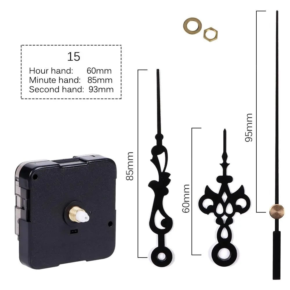 Storazone 10-12mm Clock Mechanism Silent Quartz Movement Machine Wall Hands Pointer Set Clockwork Table Long Shaft DIY Watches Repair Parts