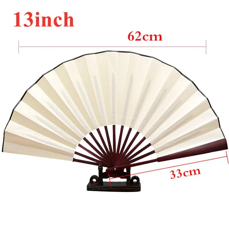 Storazone 10/13 Inch Folding Fan Hand Silk Cloth DIY Chinese Folding Fan Wooden Bamboo Antiquity Fold Fans DIY Calligraphy Painting Decor