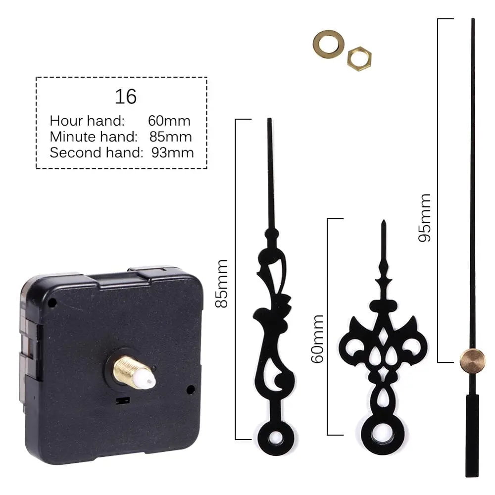 Storazone 10-18.5mm Clock Mechanism Silent Quartz Movement Machine Wall Hands Pointer Set Clockwork Table Long Shaft DIY Watches Repair Parts