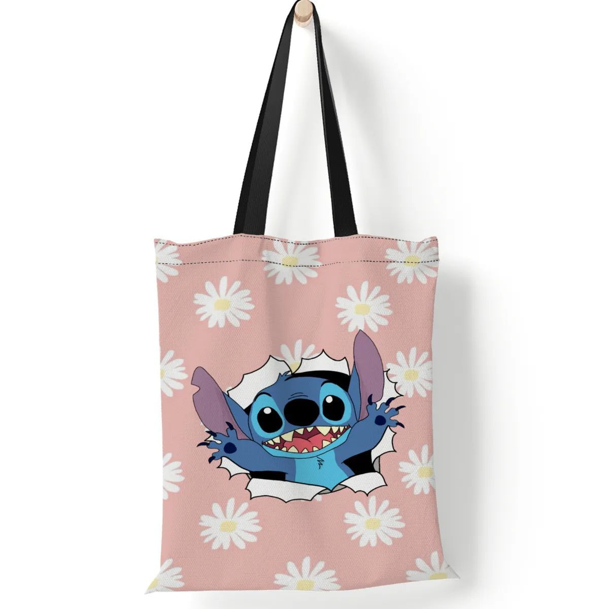 Storazone 10-35x40cm Disney Stitch Tote Bags Anime Lilo and Stitch Women's Canvas Handbags 35x40cm Large Capacity Shopping Bags Girls Gifts