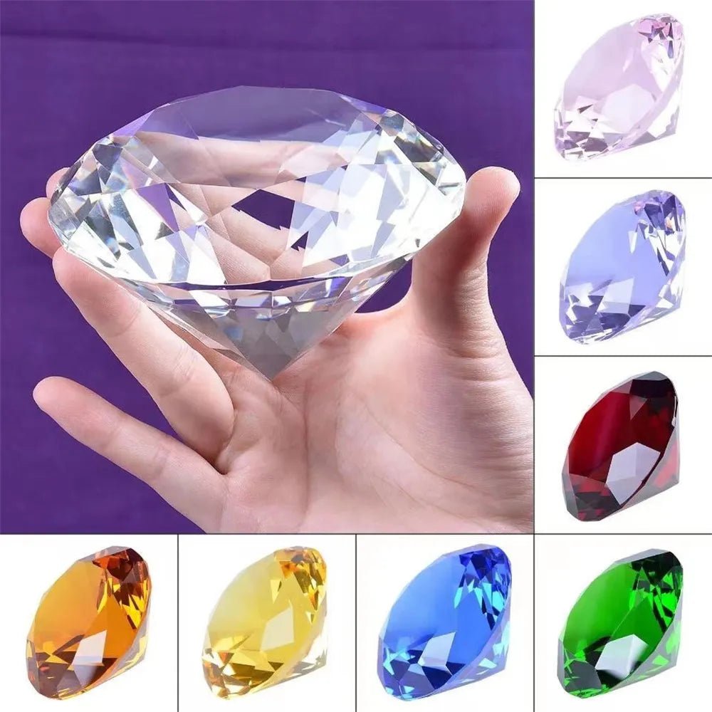 Storazone 10 Colors Crystal Diamond Shaped Paperweight Decorative Cut Glass Giant Gemstone Wedding Office Desktop Ornament Birthday Gifts