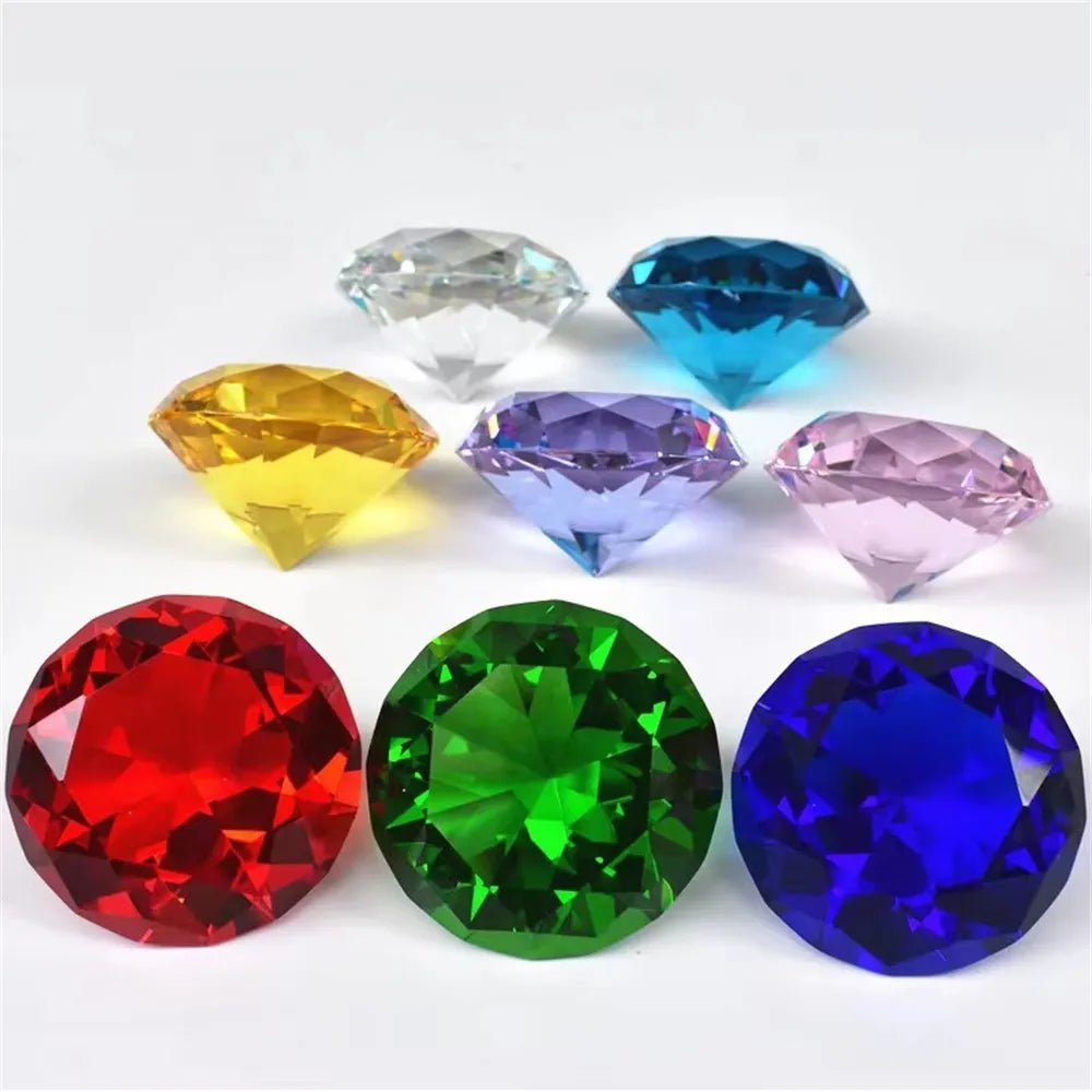 Storazone 10 Colors Crystal Diamond Shaped Paperweight Decorative Cut Glass Giant Gemstone Wedding Office Desktop Ornament Birthday Gifts