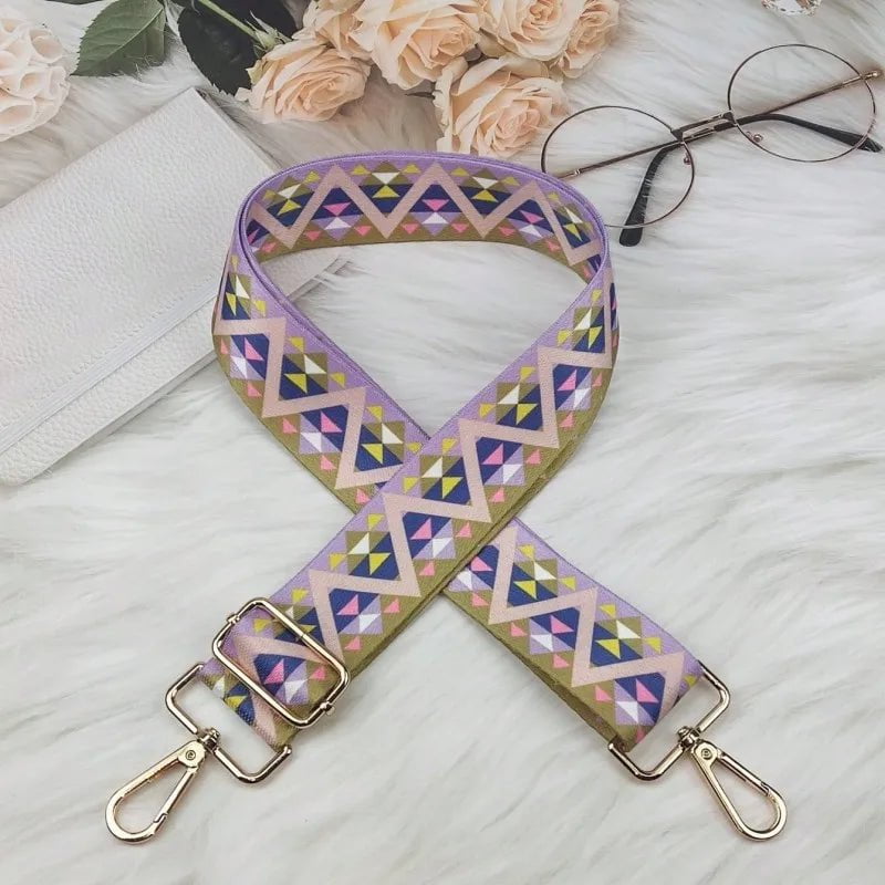 Storazone 10 / Gold buckle Women Colorful Fabric Shoulder Strap Lady Bag Accessories Adjustable Removable Wide Shoulder Crossbody Messenger Nylon Bag Strap