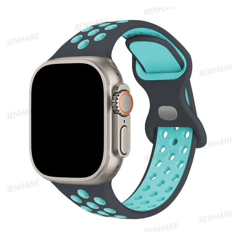 Storazone 10 Grey water duck / 38mm 40mm 41mm Silicone Strap For Apple Watch band 8 7 45mm 41mm 49 44mm 42mm 40mm 38mm Breathable Wristband For iWatch series 6 5 4 3 SE Ultra