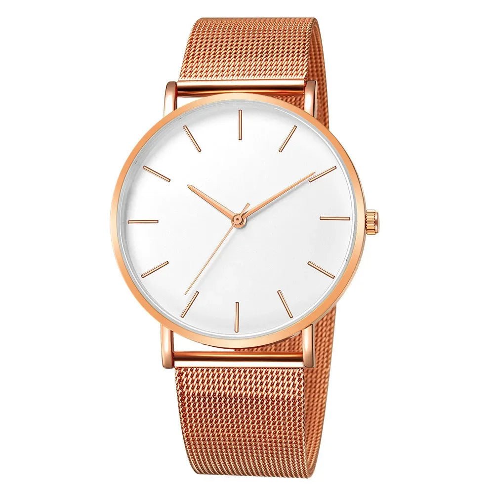 Storazone 10-RoseGold-White Leisure Simple Women Watch 2024 Vintage Mesh Belt Ultra-thin Fashion Relojes Para Mujer Luxury Man Wrist Watches