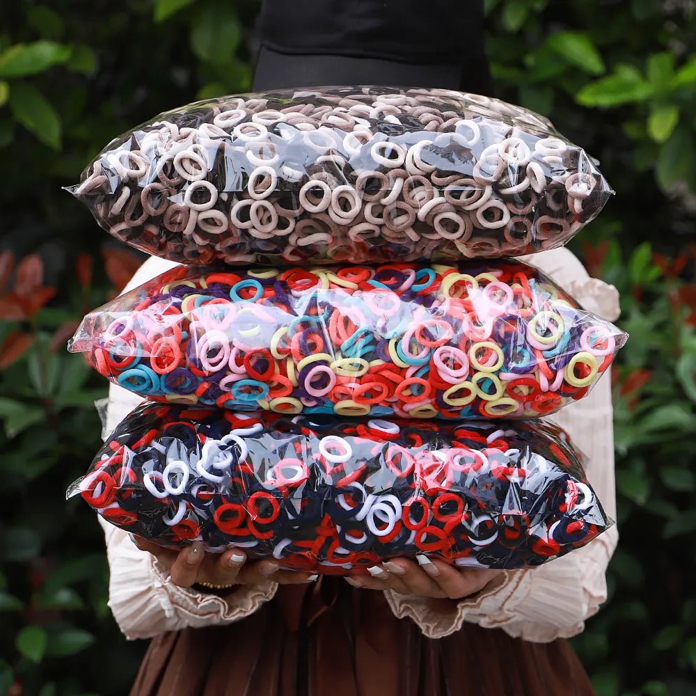 Storazone 100/300/500PCS Colorful Basic Nylon Ealstic Hair Ties for Girls Ponytail Hold Scrunchie Rubber Band Kid Fashion Hair Accessories