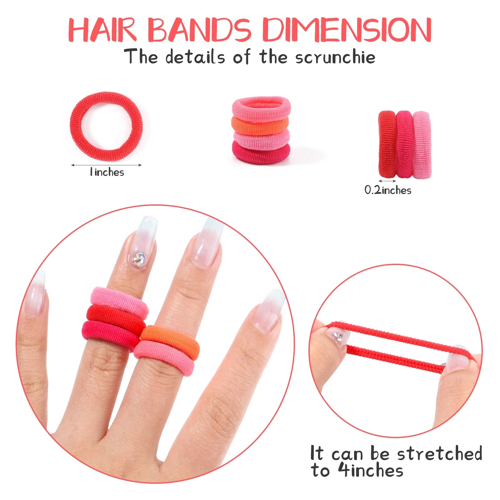 Storazone 100/300/500PCS Colorful Basic Nylon Ealstic Hair Ties for Girls Ponytail Hold Scrunchie Rubber Band Kid Fashion Hair Accessories