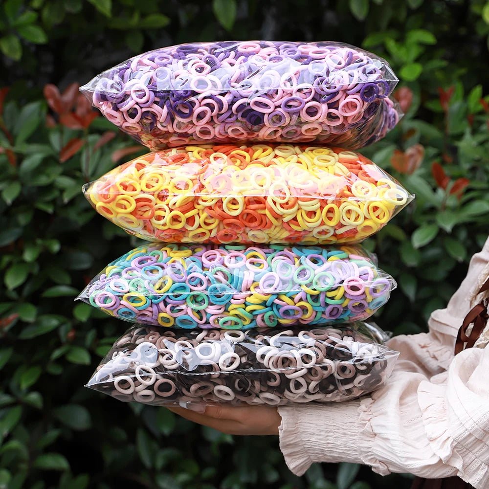 Storazone 100/300/500PCS Colorful Basic Nylon Ealstic Hair Ties for Girls Ponytail Hold Scrunchie Rubber Band Kid Fashion Hair Accessories
