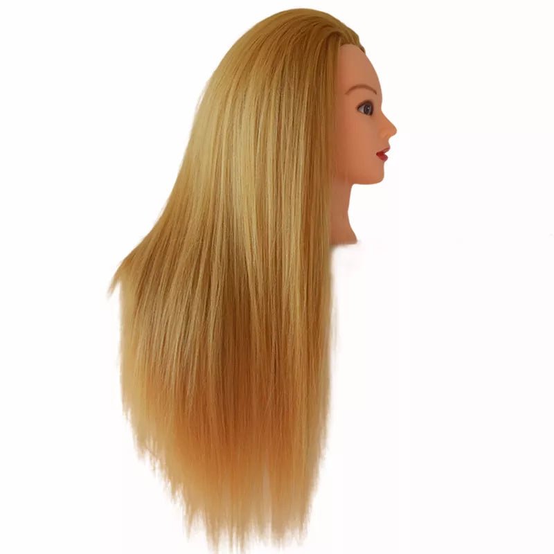 Storazone 100% High Temperature Fiber Blonde Hair Mannequin Head Training Head For Braid Hairdressing Manikin Doll Head With Clamp