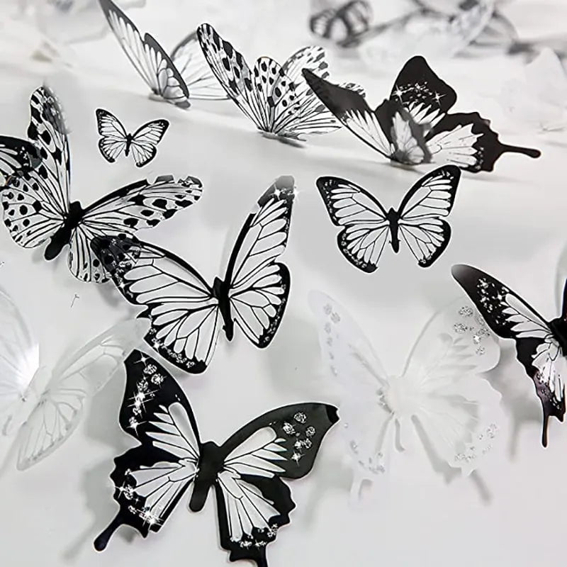 Storazone 101 18pcs Crystal Butterflies 3D Sticker for Beautiful Butterfly Living Room Decor Wall Decals Home Decoration