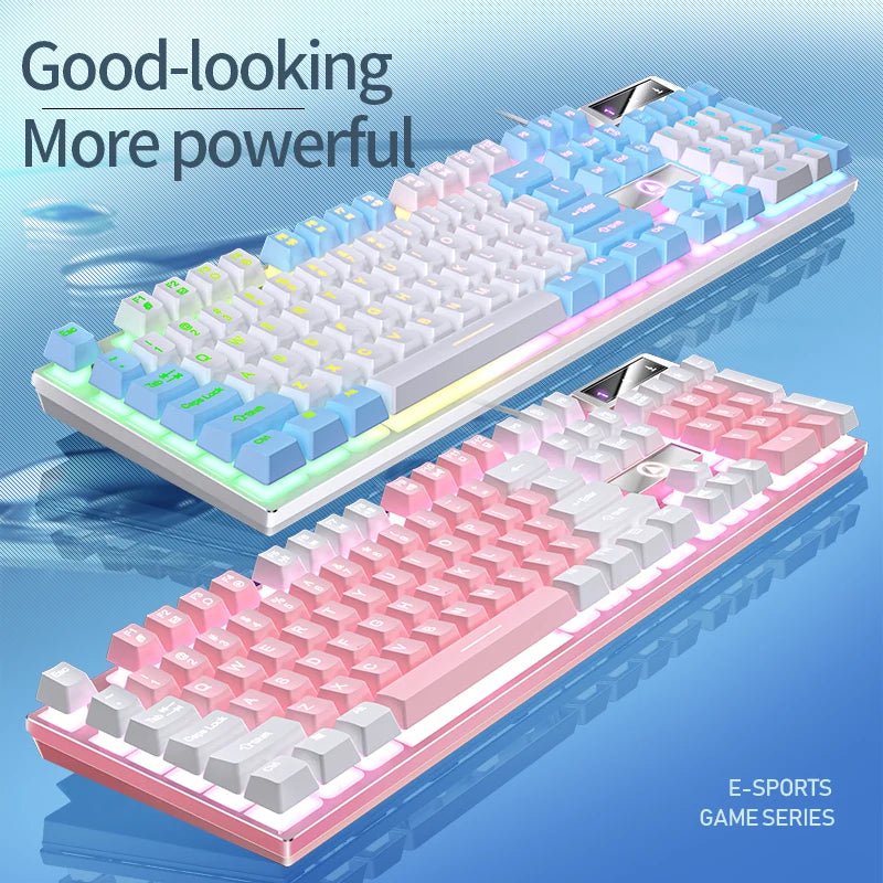 Storazone 104 Keys Gaming Keyboard Wired Keyboard Color Matching Backlit Mechanical Feel Computer E-sports Peripherals for Desktop Laptop
