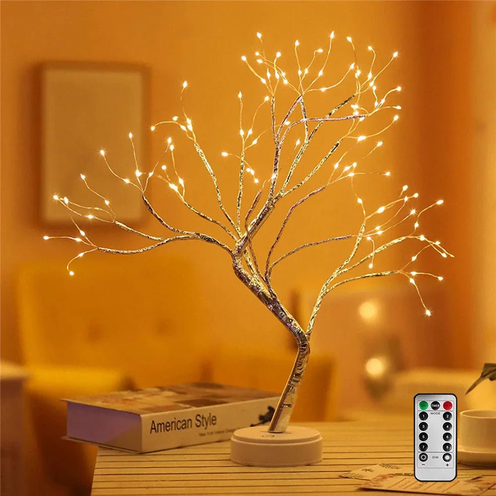 Storazone 108 LED Silver Wire Desk Bonsai Tree Light 8 Modes DIY Artificial Tree Branch Night Light Battery USB Operated For Bedroom Xmas