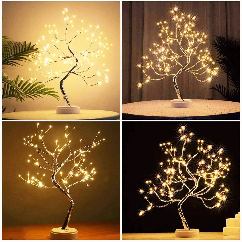 Storazone 108 LED Silver Wire Desk Bonsai Tree Light 8 Modes DIY Artificial Tree Branch Night Light Battery USB Operated For Bedroom Xmas