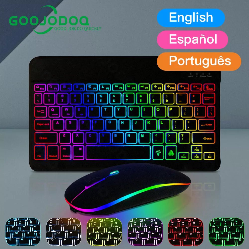 Storazone 10inch Backlit For iPad Keyboard and Mouse Backlight Bluetooth Keyboard For IOS Android Windows Wireless Keyboard and Mouse